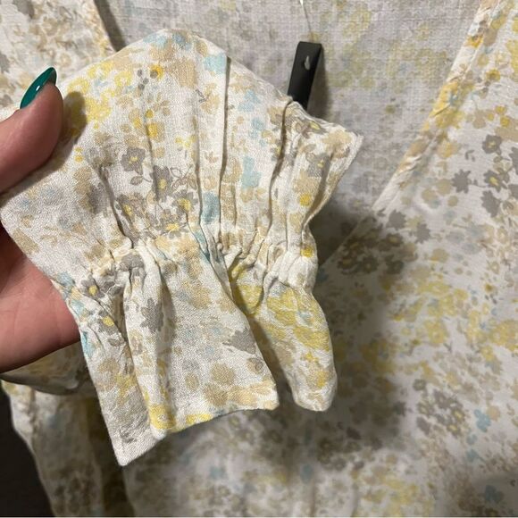 Lucky Brand Floral Long Sleeve Maya Тор Ruffled Hemline - Picture 7 of 14